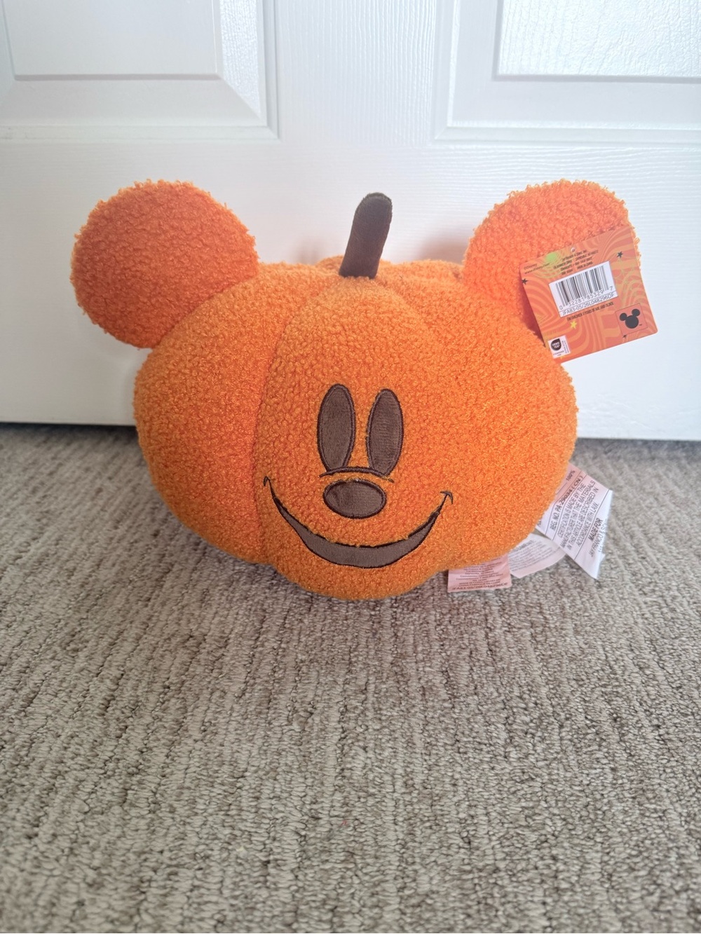 Disney Mickey Mouse Pumpkin Halloween Plush Pillow Aldi NWT